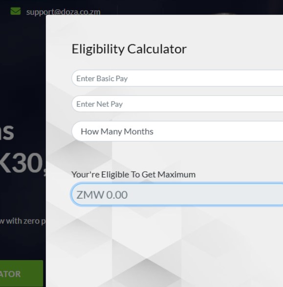 Doza loans Eligibility calculator.