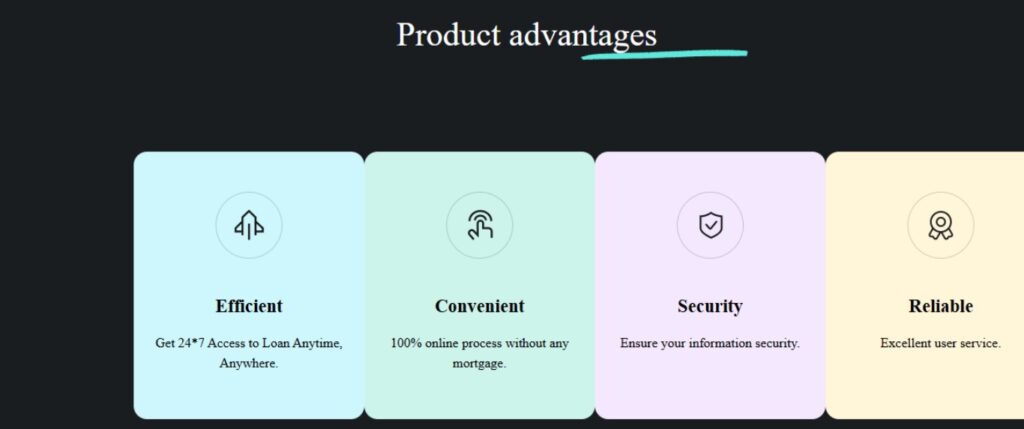 a screenshot of a product advantages of Rapid Loan Pro